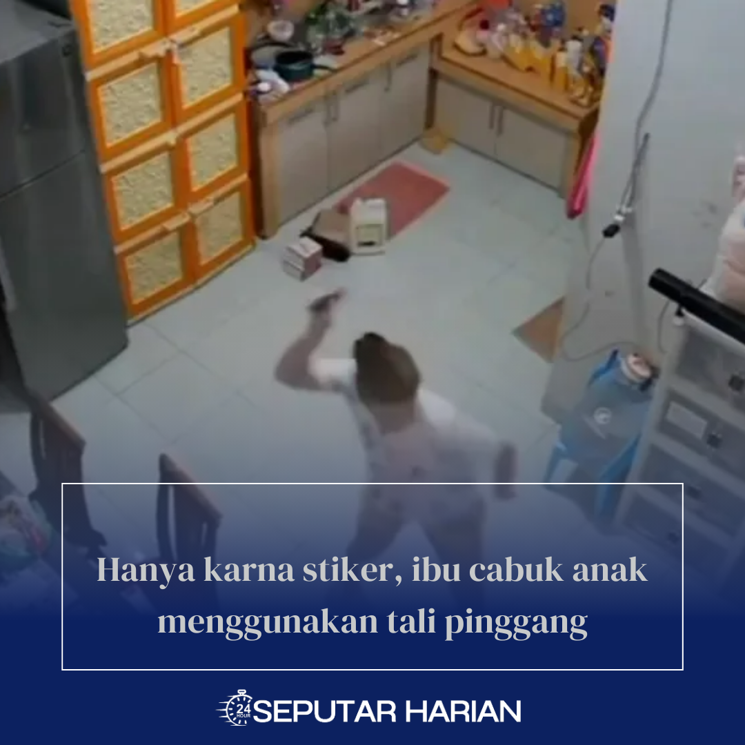 Hanya karna stiker, ibu cabuk anak menggunakan tali pinggang